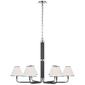 Rigby XL Chandelier in Polished Nickel and Ebony with Linen Shade
