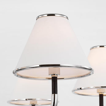 Rigby XL Chandelier in Polished Nickel and Ebony with Linen Shade