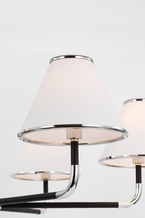 Rigby XL Chandelier in Polished Nickel and Ebony with Linen Shade