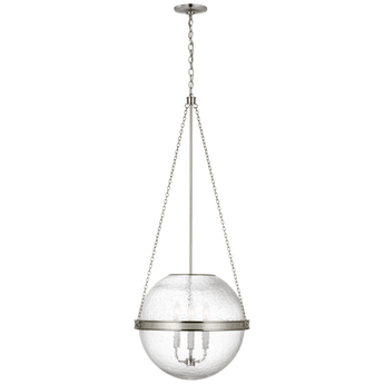 Reese 18" Globe Pendant in Polished Nickel with Clear Restoration Glass