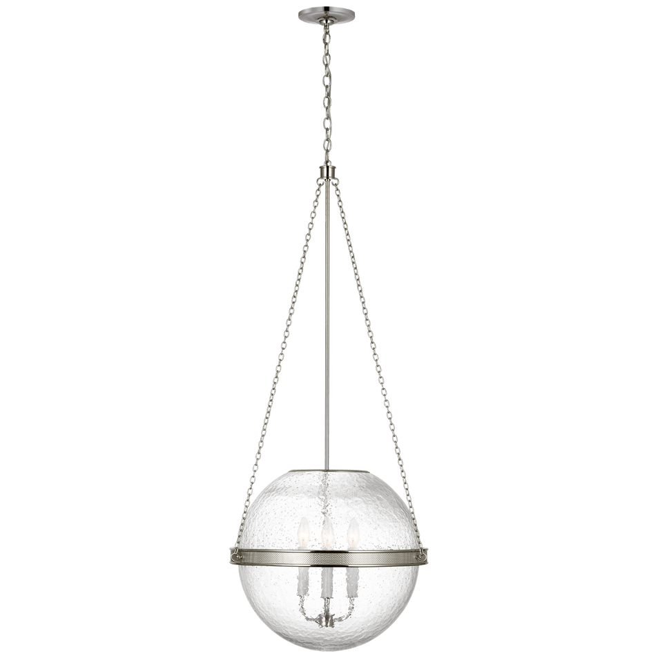 Reese 18" Globe Pendant in Polished Nickel with Clear Restoration Glass