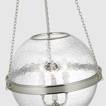 Reese 18" Globe Pendant in Polished Nickel with Clear Restoration Glass