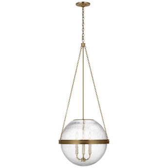 Reese 18" Globe Pendant in Soft Brass with Clear Restoration Glass