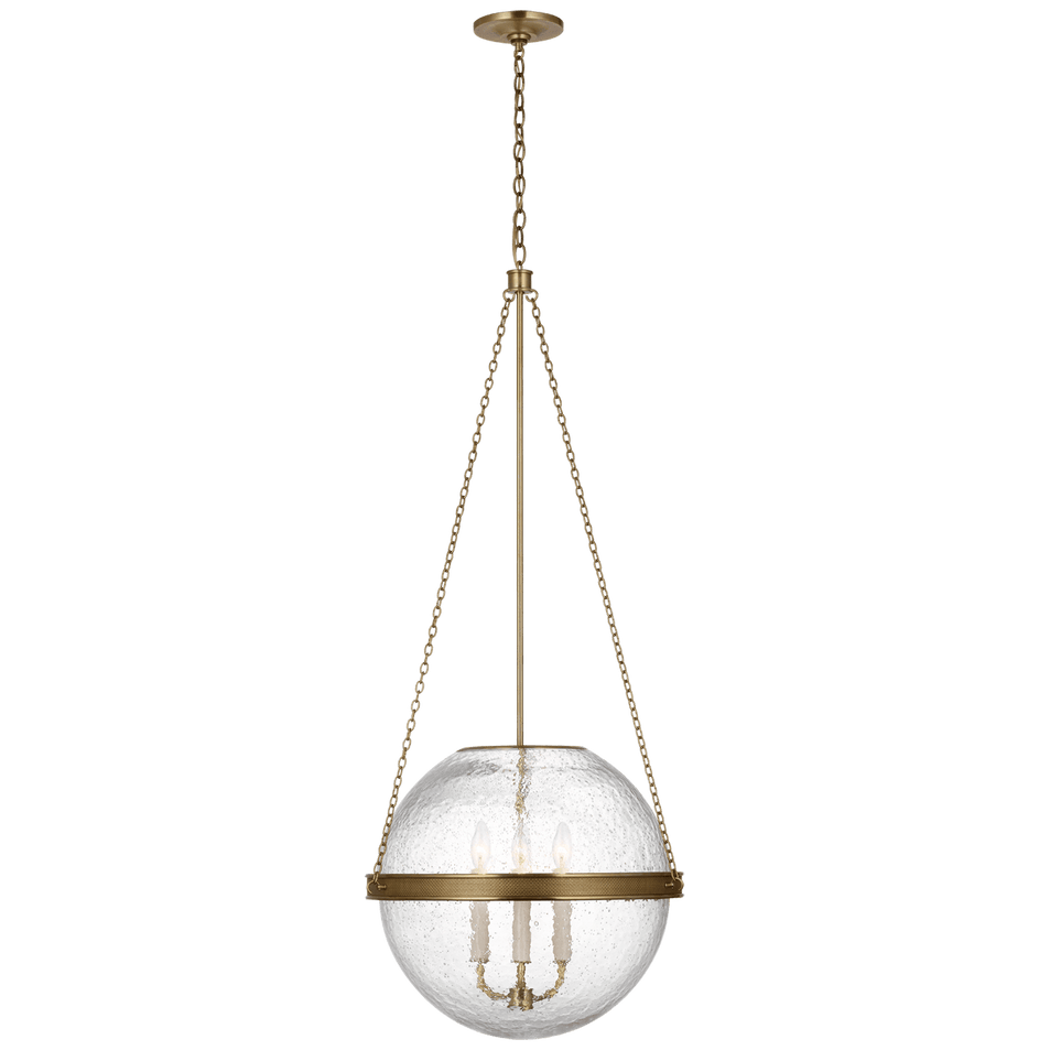 Reese 18" Globe Pendant in Soft Brass with Clear Restoration Glass