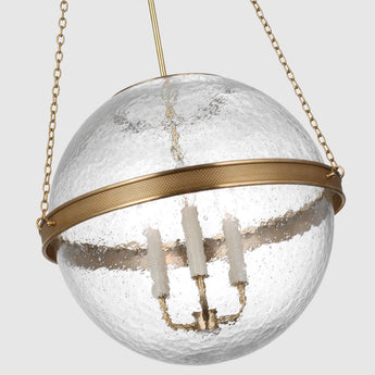 Reese 18" Globe Pendant in Soft Brass with Clear Restoration Glass