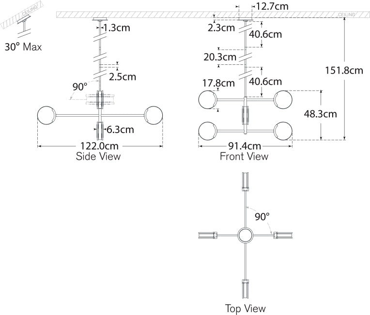 Melange 48" Multi-Positional Chandelier Blueprint