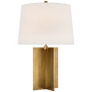 Costes Medium Table Lamp in Hand-Rubbed Antique Brass with Linen Shade