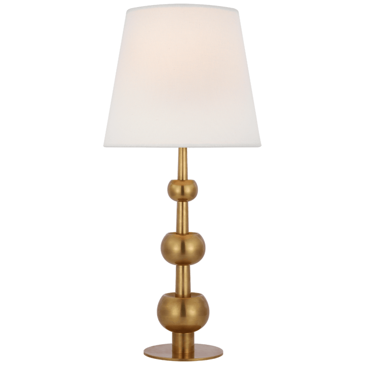 Comtesse Medium Triple Table Lamp in Hand-Rubbed Antique Brass with Linen Shade