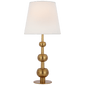Comtesse Medium Triple Table Lamp in Hand-Rubbed Antique Brass with Linen Shade