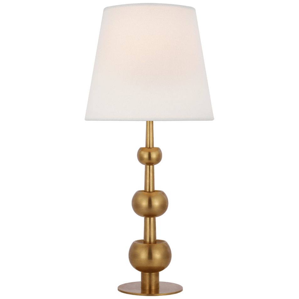 Comtesse Medium Triple Table Lamp in Hand-Rubbed Antique Brass with Linen Shade
