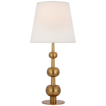 Comtesse Medium Triple Table Lamp in Hand-Rubbed Antique Brass with Linen Shade