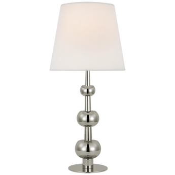 Comtesse Medium Triple Table Lamp in Polished Nickel with Linen Shade