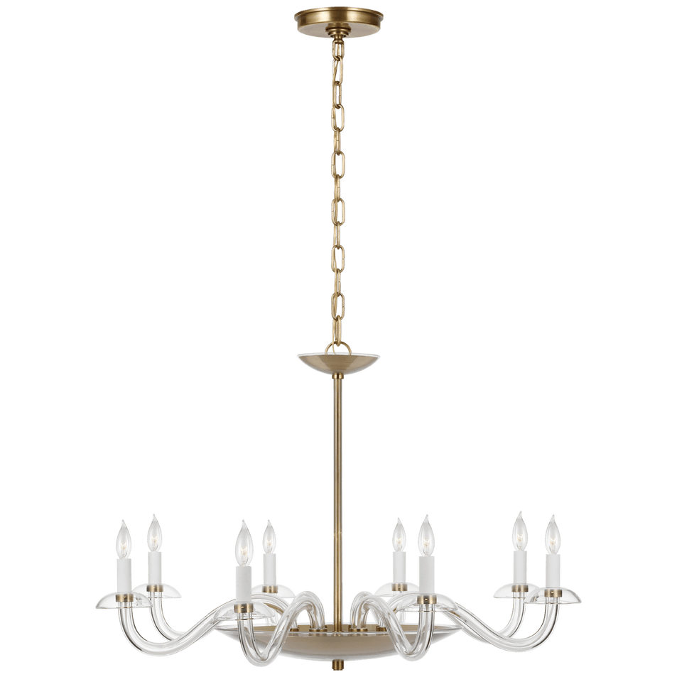 Brigitte Large Chandelier in Clear Glass and Hand-Rubbed Antique Brass