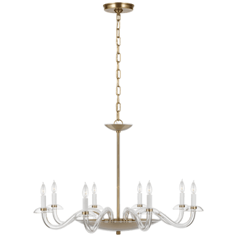 Brigitte Large Chandelier in Clear Glass and Hand-Rubbed Antique Brass