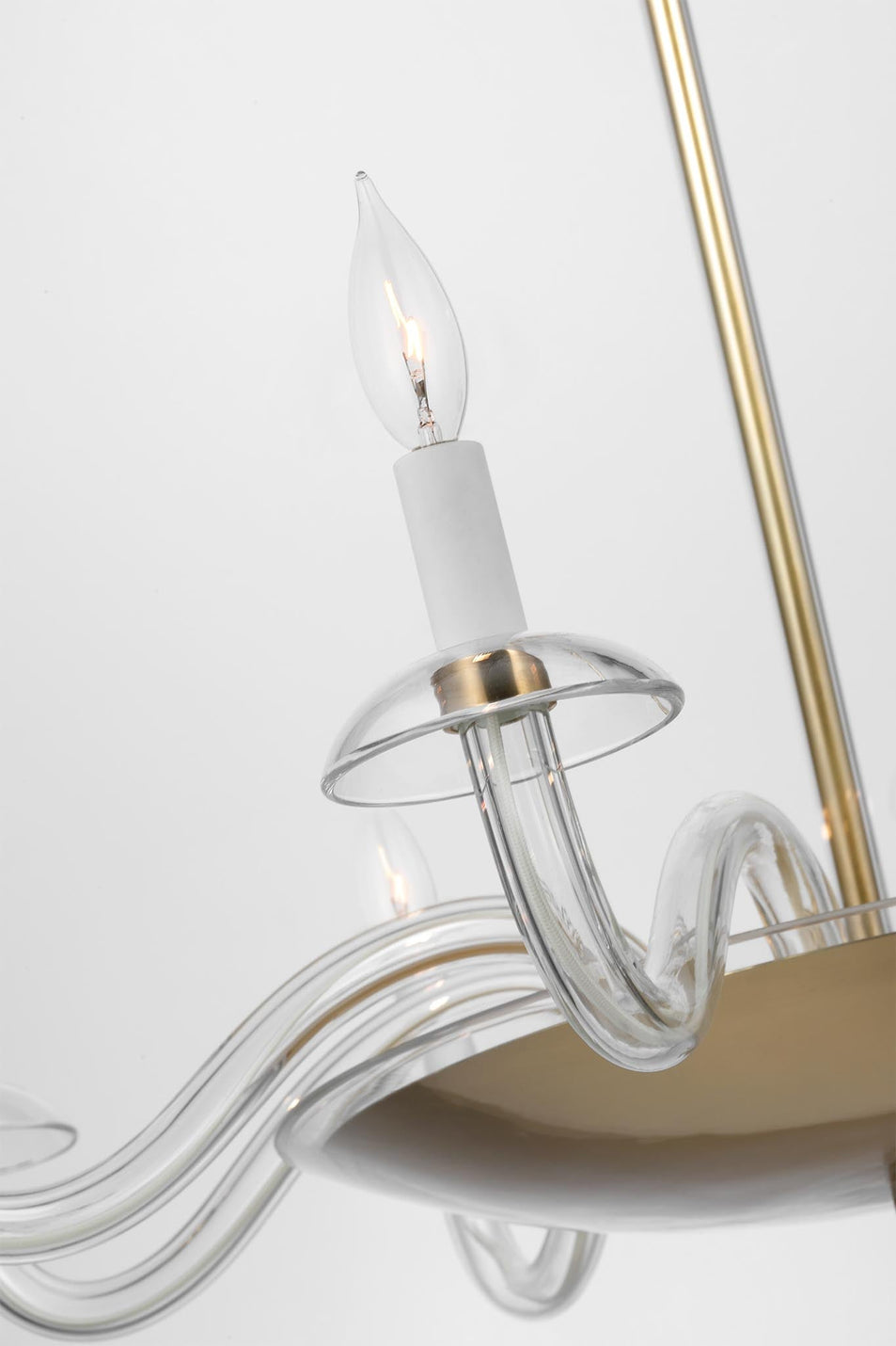 Brigitte Large Chandelier in Clear Glass and Hand-Rubbed Antique Brass