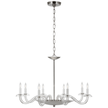 Brigitte Large Chandelier in Clear Glass and Polished Nickel