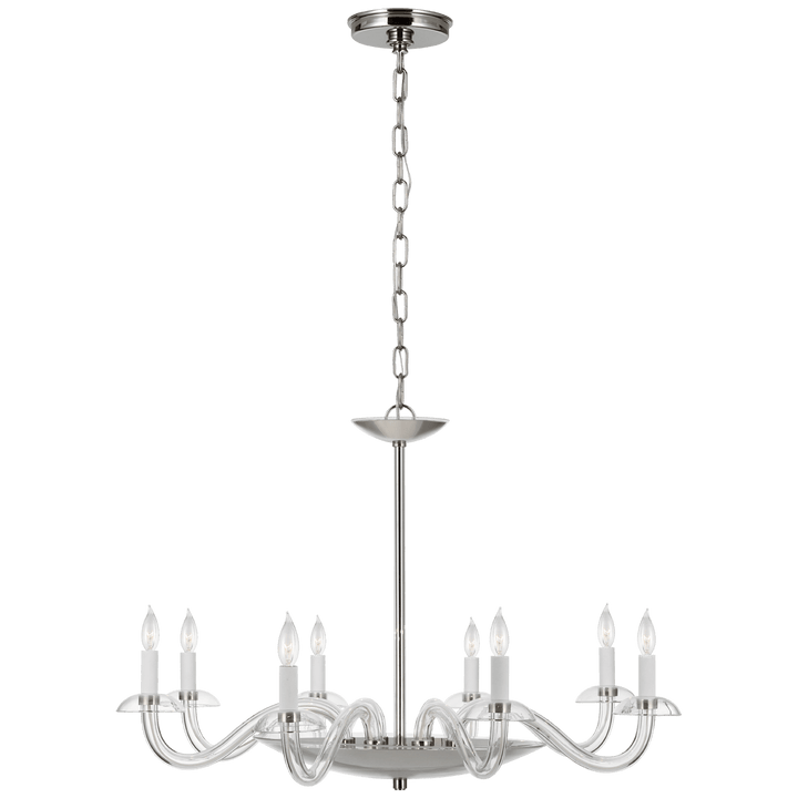 Brigitte Large Chandelier in Clear Glass and Polished Nickel