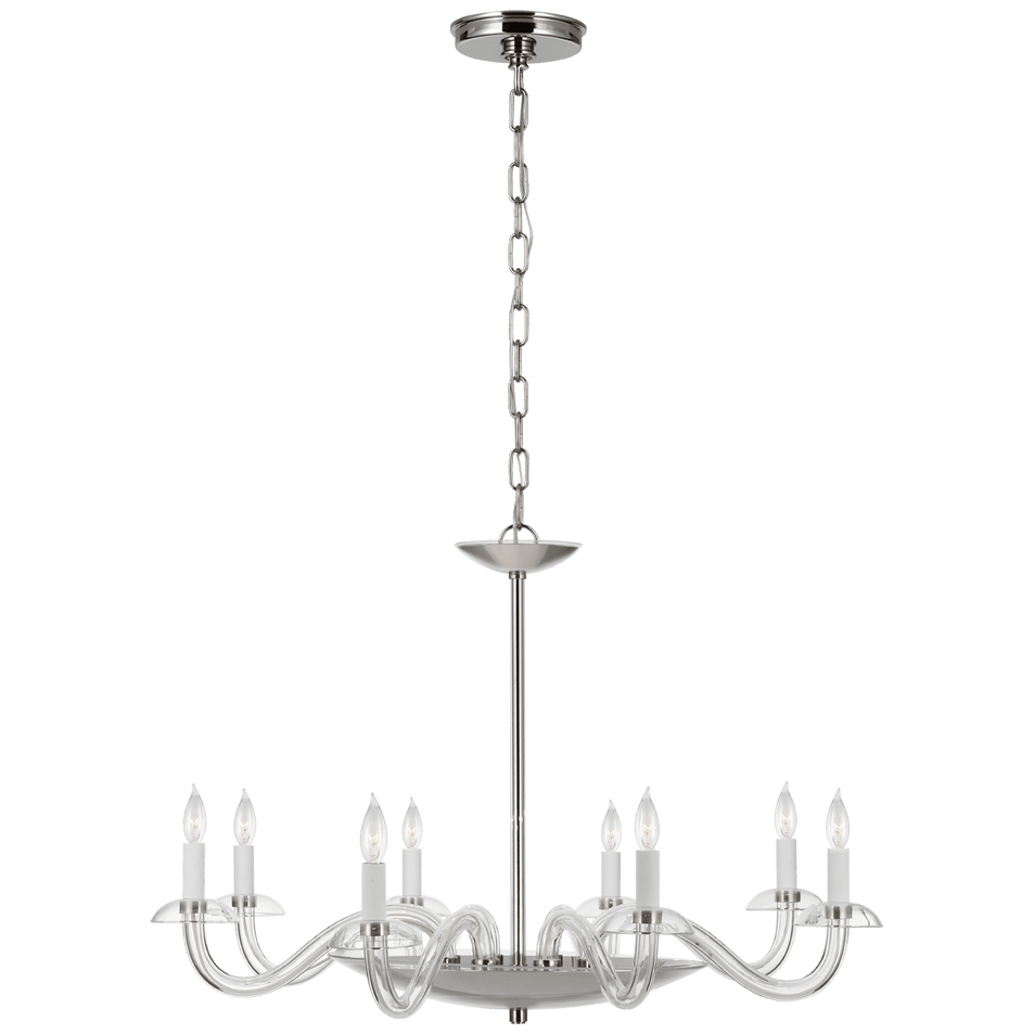 Brigitte Large Chandelier in Clear Glass and Polished Nickel