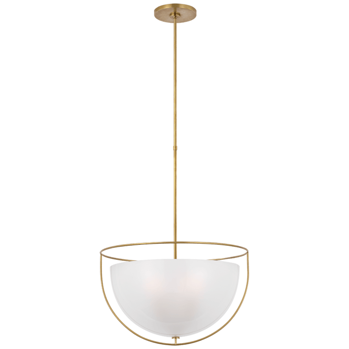 Odeon Large Pendant in Hand-Rubbed Antique Brass with Frosted Glass