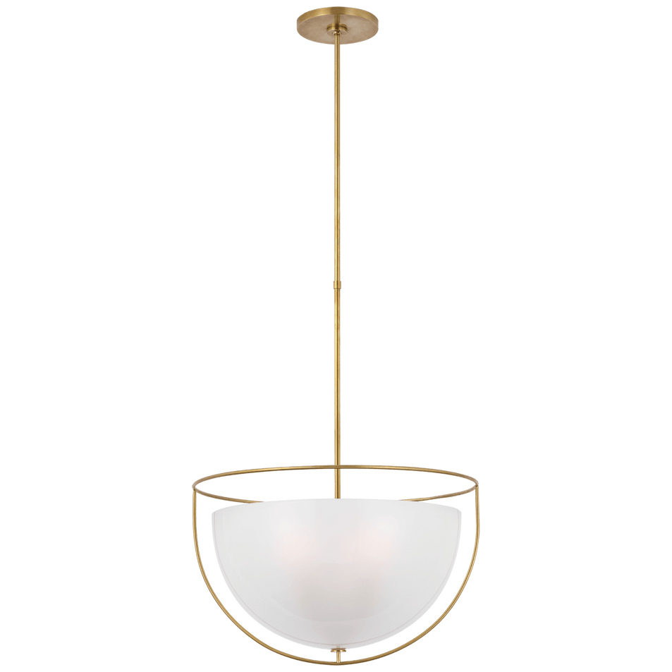Odeon Large Pendant in Hand-Rubbed Antique Brass with Frosted Glass