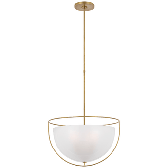 Odeon Large Pendant in Hand-Rubbed Antique Brass with Frosted Glass