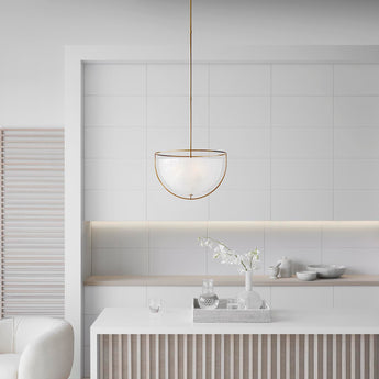 Odeon Large Pendant, a premium Pendant light by Visual Comfort. Close - up image of its design.