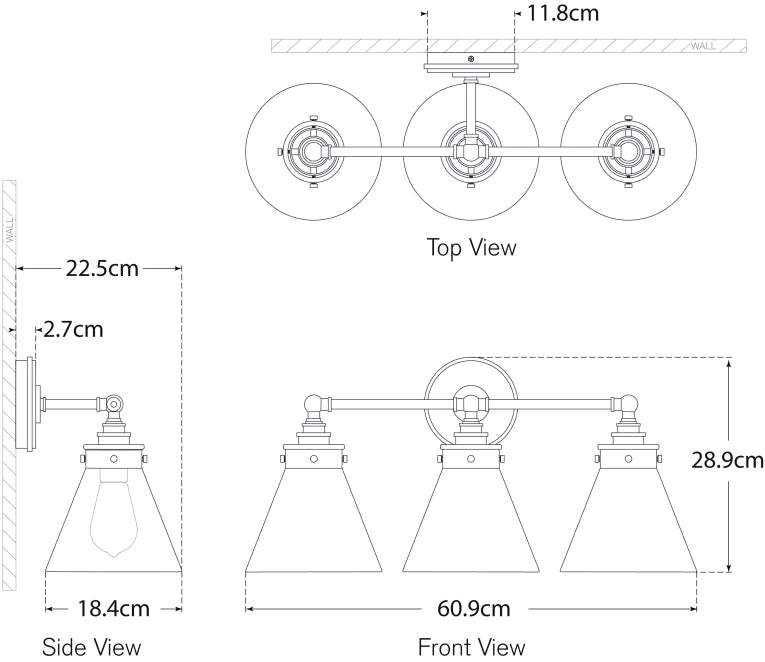 Parkington 24" Three Light Bath Bar Blueprint