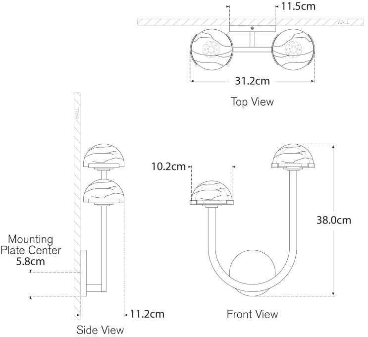 Applique Sinistra Asimmetrica Pedra 15" Progetto