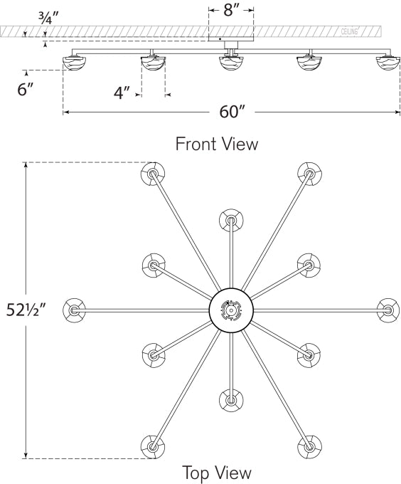 Pedra Grande Staggered Arm Flush Mount Blueprint