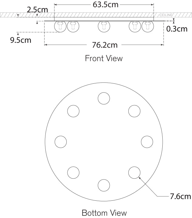 Pertica 30" Eight Light Flush Mount Blueprint