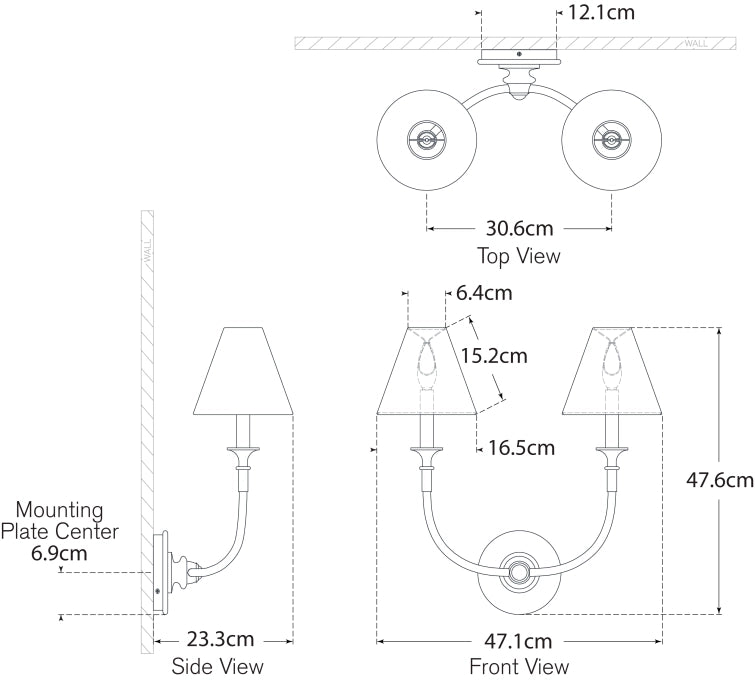 Applique Doppia Piaf Progetto
