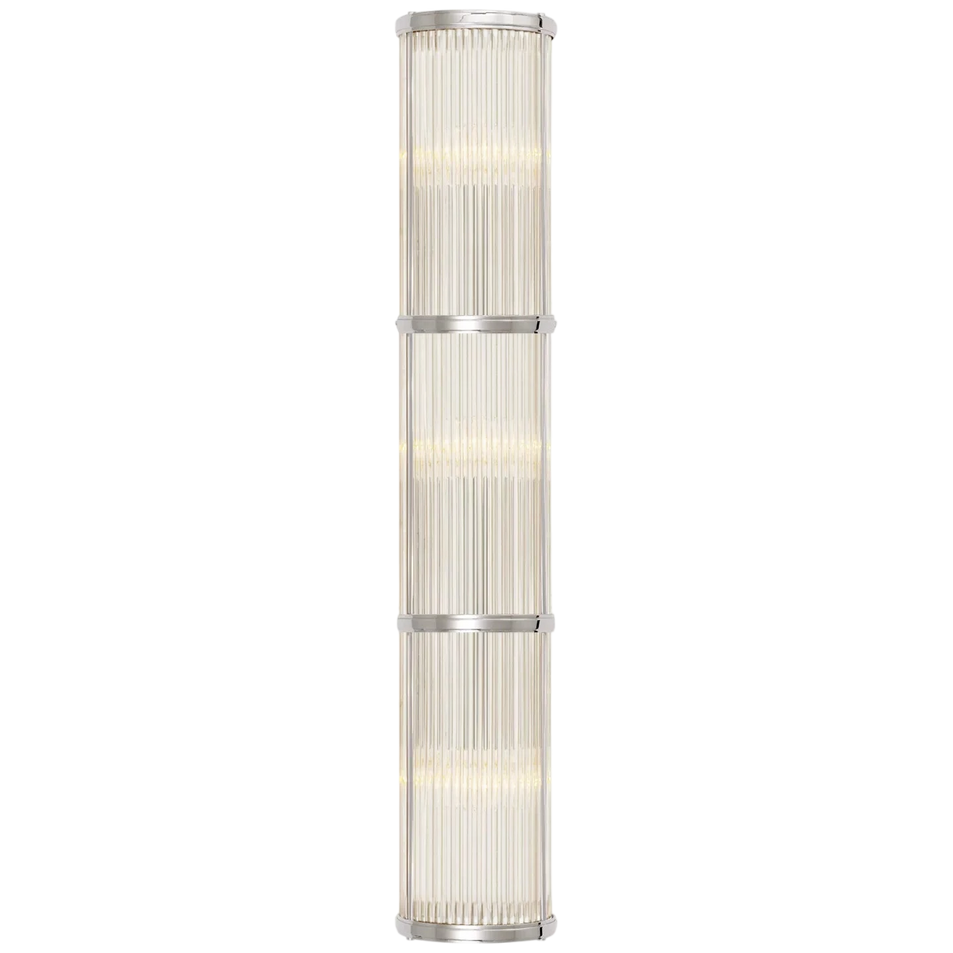 Allen Large Linear Sconce, a premium Bath light by Visual Comfort & Co. Close - up image of its design.
