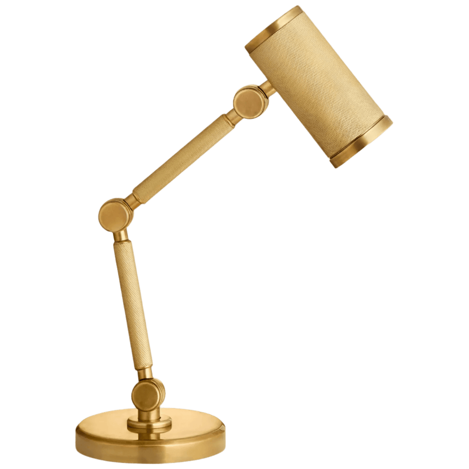 Barrett Mini Desk Lamp, a premium Functional light by Visual Comfort & Co. Close - up image of its design.