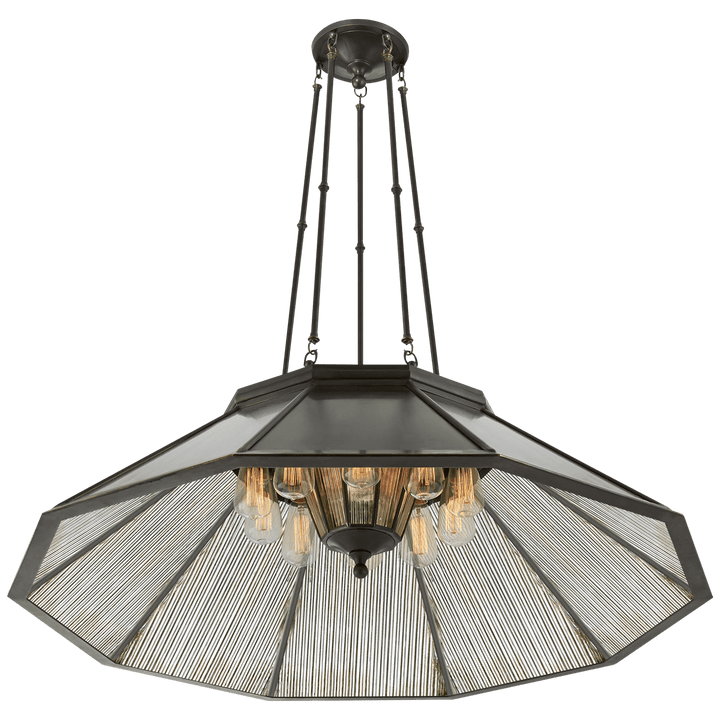 Rivington Large Ten - Paneled Chandelier, a premium Chandelier light by Visual Comfort & Co. Close - up image of its design.