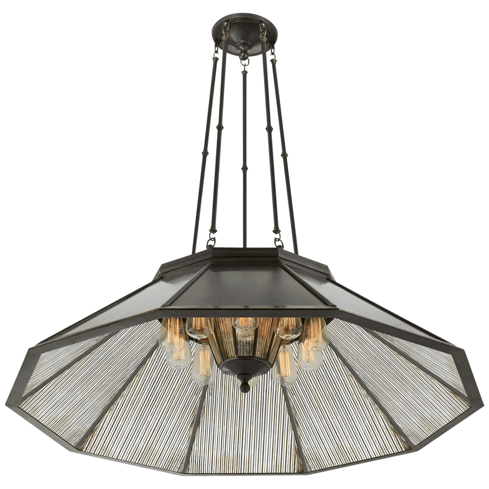 Rivington Large Ten - Paneled Chandelier, a premium Chandelier light by Visual Comfort & Co. Close - up image of its design.
