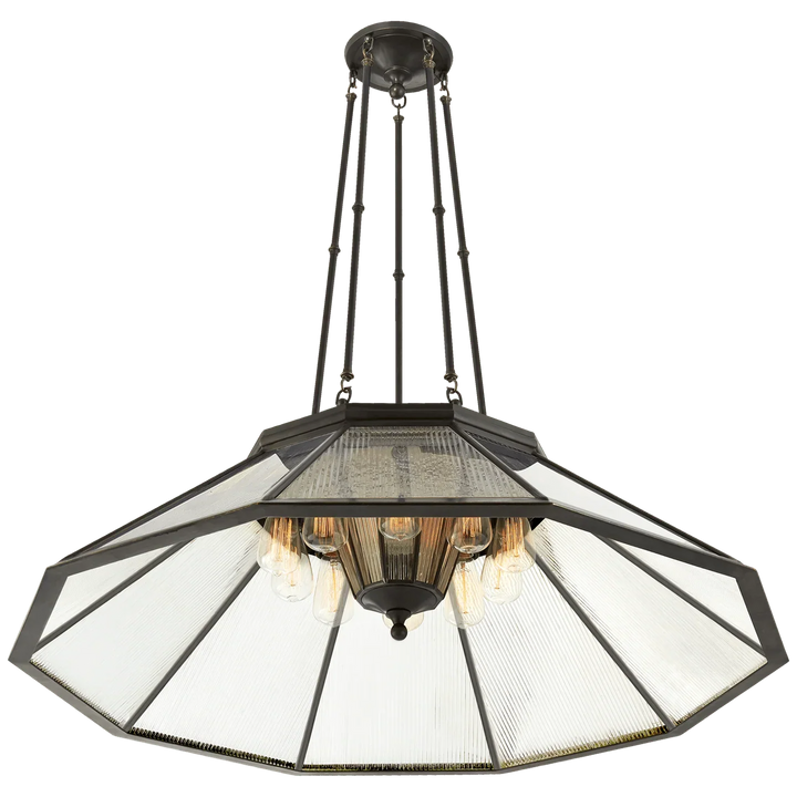 Rivington Large Ten - Paneled Chandelier, a premium Chandelier light by Visual Comfort & Co. Close - up image of its design.