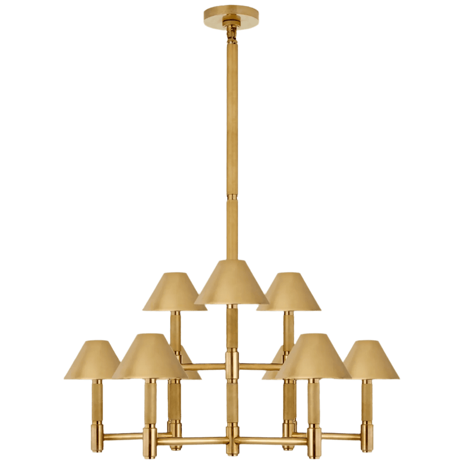 Barrett Medium Knurled Chandelier, a premium Chandelier light by Visual Comfort & Co. Close - up image of its design.