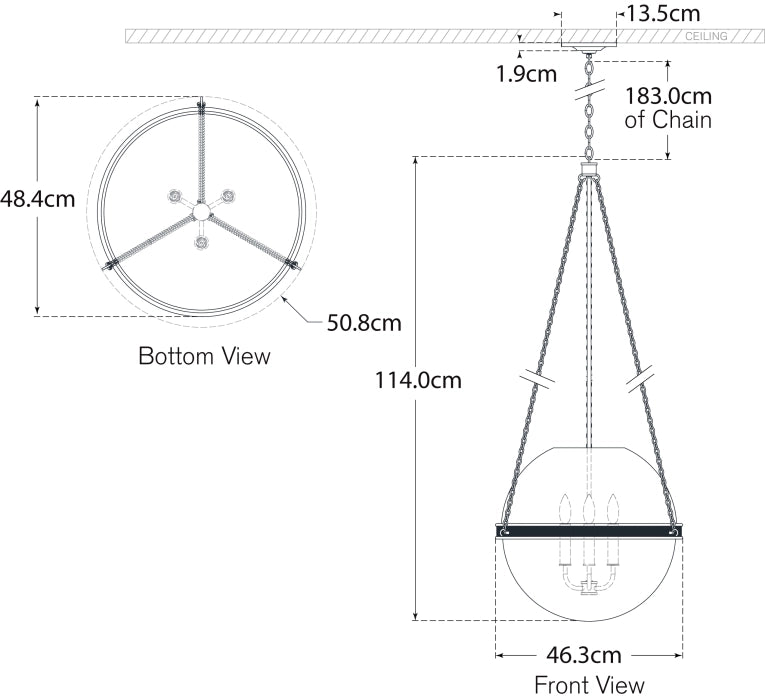 Reese 18" Globe Pendant Blueprint