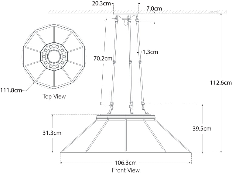 Rivington Large Ten-Paneled Chandelier Blueprint