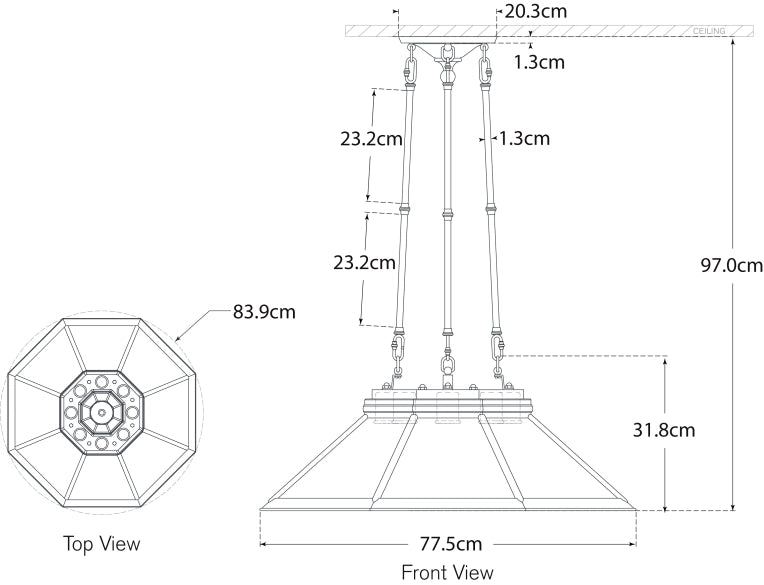 Rivington Medium Eight-Paneled Chandelier Blueprint