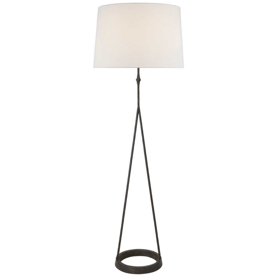 Dauphine Floor Lamp in Aged Iron with Linen Shade