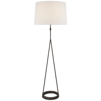 Dauphine Floor Lamp in Aged Iron with Linen Shade