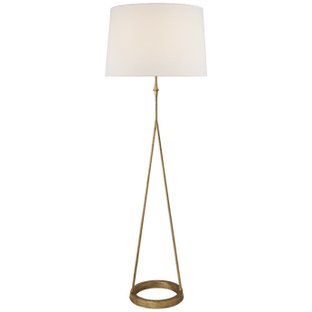 Dauphine Floor Lamp in Gilded Iron with Linen Shade