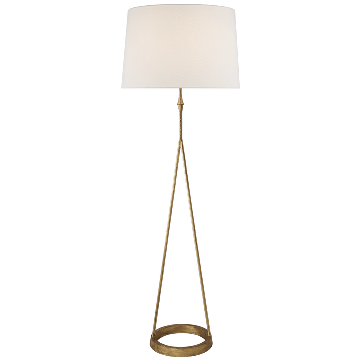 Dauphine Floor Lamp in Gilded Iron with Linen Shade
