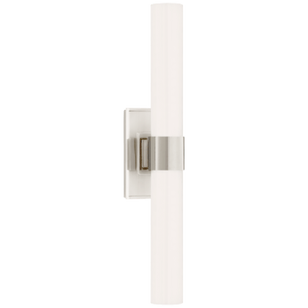 Presidio Petite Double Sconce in Polished Nickel with White Glass