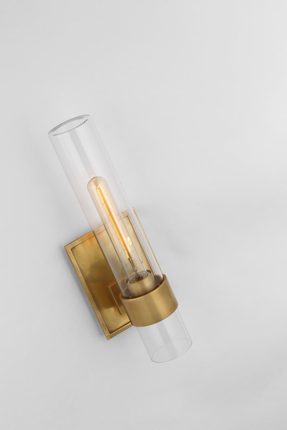 Presidio 14" Outdoor Sconce in Hand-Rubbed Antique Brass with Clear Glass