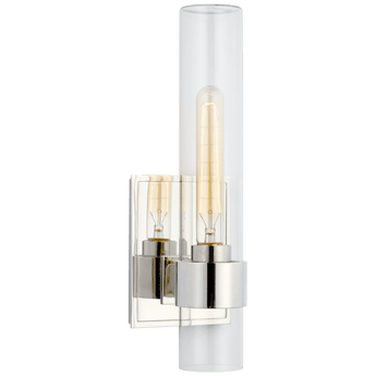 Presidio 14" Outdoor Sconce in Polished Nickel with Clear Glass