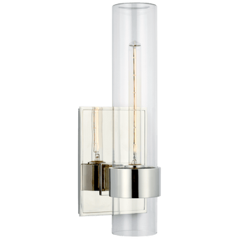 Presidio 18" Outdoor Sconce in Polished Nickel with Clear Glass