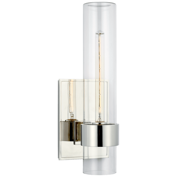 Presidio 18" Outdoor Sconce in Polished Nickel with Clear Glass