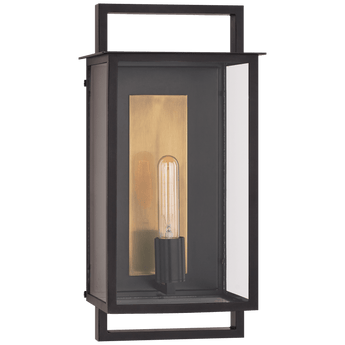 Halle Medium Wall Lantern in Aged Iron with Clear Glass